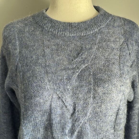 Vineyard Vines Blue Cable Knit Sweater XS Alpaca Merino Wool Blend Oversized Fit - Picture 5 of 11